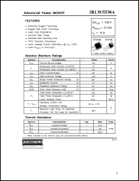 datasheet for IRLW530A by Fairchild Semiconductor