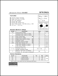 datasheet for SFW9624 by Fairchild Semiconductor