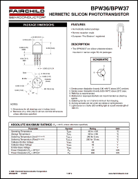 datasheet for BPW36 by Fairchild Semiconductor