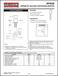 datasheet for BPW38 by Fairchild Semiconductor