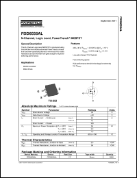 datasheet for FDD6035AL by Fairchild Semiconductor