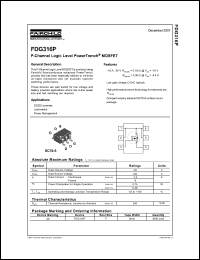 datasheet for FDG316P by Fairchild Semiconductor