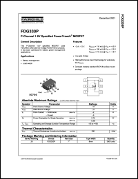 datasheet for FDG330P by Fairchild Semiconductor