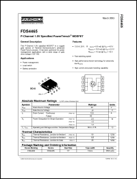 datasheet for FDS4465 by Fairchild Semiconductor