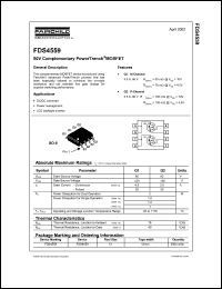 datasheet for FDS4559 by Fairchild Semiconductor