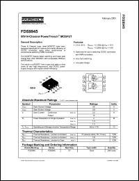 datasheet for FDS9945 by Fairchild Semiconductor
