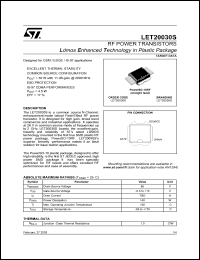 datasheet for LET20030S by SGS-Thomson Microelectronics