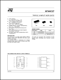 datasheet for M74HC27RM13TR by SGS-Thomson Microelectronics
