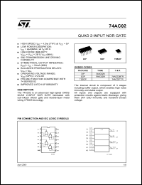 datasheet for 74AC02TTR by SGS-Thomson Microelectronics