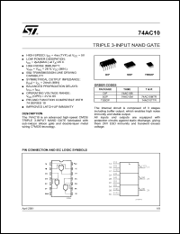 datasheet for 74AC10M by SGS-Thomson Microelectronics