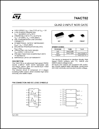 datasheet for 74ACT02M by SGS-Thomson Microelectronics