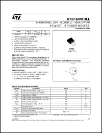 datasheet for STB160NF3LL by SGS-Thomson Microelectronics