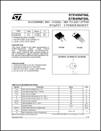 datasheet for STB45NF06L by SGS-Thomson Microelectronics