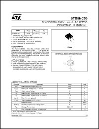 datasheet for STB8NC50 by SGS-Thomson Microelectronics