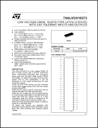 datasheet for 74ALVCH16373T by SGS-Thomson Microelectronics