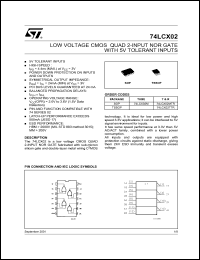 datasheet for 74LCX02M by SGS-Thomson Microelectronics