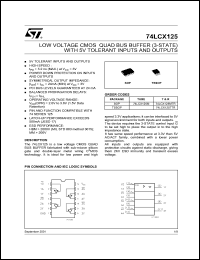 datasheet for 74LCX125TTR by SGS-Thomson Microelectronics