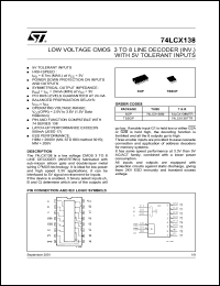 datasheet for 74LCX138M by SGS-Thomson Microelectronics