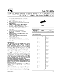 datasheet for 74LCX16374TTR by SGS-Thomson Microelectronics