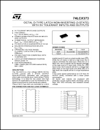 datasheet for 74LCX373TTR by SGS-Thomson Microelectronics