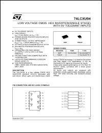 datasheet for 74LCXU04MTR by SGS-Thomson Microelectronics