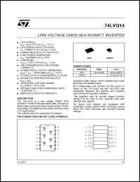 datasheet for 74LVQ14TTR by SGS-Thomson Microelectronics