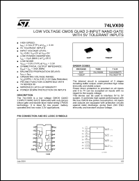 datasheet for 74LVX00TTR by SGS-Thomson Microelectronics