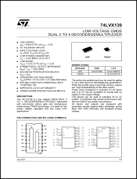 datasheet for 74LVX139TTR by SGS-Thomson Microelectronics