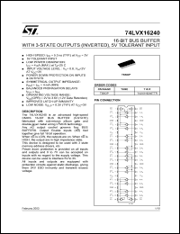 datasheet for 74LVX16240TTR by SGS-Thomson Microelectronics