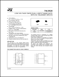 datasheet for 74LVX20M by SGS-Thomson Microelectronics