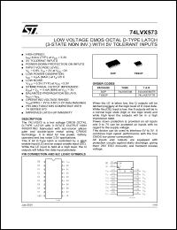datasheet for 74LVX573TTR by SGS-Thomson Microelectronics