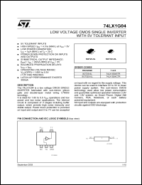 datasheet for 74LX1G04STR by SGS-Thomson Microelectronics