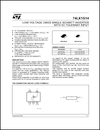 datasheet for 74LX1G14STR by SGS-Thomson Microelectronics