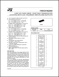 datasheet for 74VCX162245TTR by SGS-Thomson Microelectronics