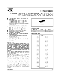 datasheet for 74VCX162373TTR by SGS-Thomson Microelectronics