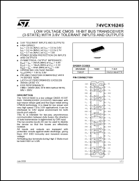 datasheet for 74VCX16245TTR by SGS-Thomson Microelectronics