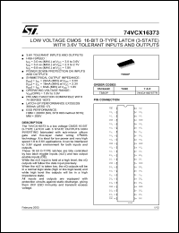 datasheet for 74VCX16373TTR by SGS-Thomson Microelectronics