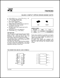 datasheet for 74VHC03M by SGS-Thomson Microelectronics