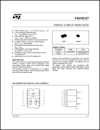 datasheet for 74VHC27M by SGS-Thomson Microelectronics