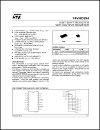 datasheet for 74VHC594MTR by SGS-Thomson Microelectronics