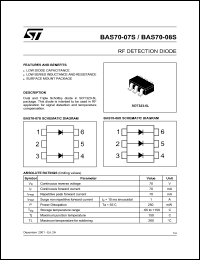datasheet for BAS70-07S by SGS-Thomson Microelectronics