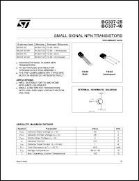 datasheet for BC337-25 by SGS-Thomson Microelectronics