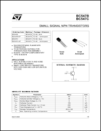 datasheet for BC547B-AP by SGS-Thomson Microelectronics