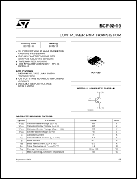 datasheet for BCP52-16 by SGS-Thomson Microelectronics