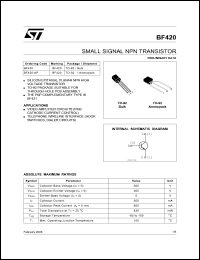 datasheet for BF420 by SGS-Thomson Microelectronics