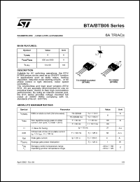 datasheet for BTA06-800SW by SGS-Thomson Microelectronics