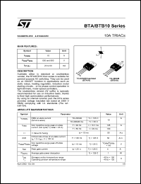 datasheet for BTA10-800BW by SGS-Thomson Microelectronics