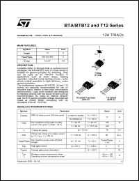 datasheet for BTB112-800TW by SGS-Thomson Microelectronics