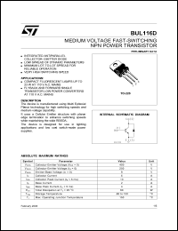 datasheet for BUL116D by SGS-Thomson Microelectronics