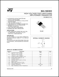 datasheet for BUL1603ED by SGS-Thomson Microelectronics